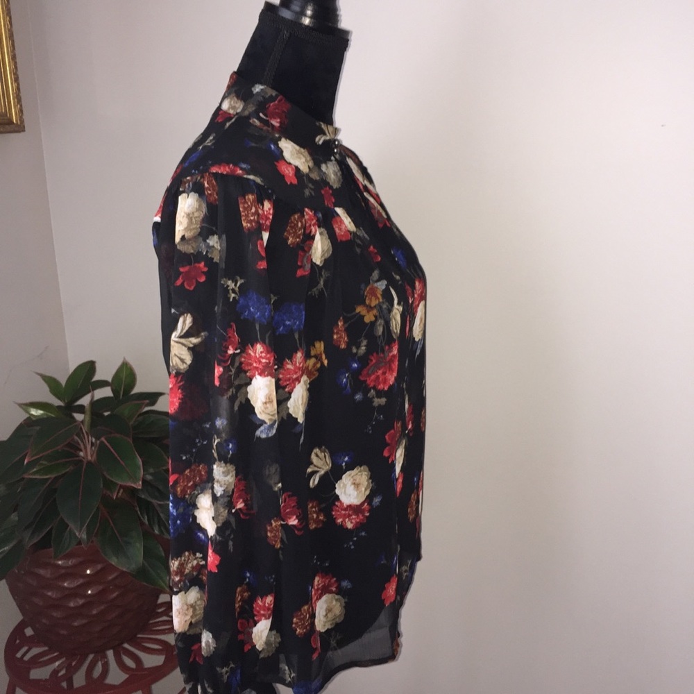 LUCKY BRAND Blouse Floral Sheer XS - Picture 7 of 8